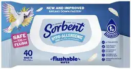 Coles Sorbent Flushable Wipes Hypo Allergenic 40 Pack offer