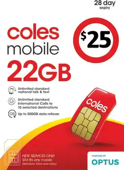 Coles Coles Mobile $25 Prepaid SIM offer