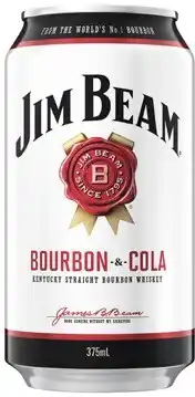 Coles Jim Beam White & Cola Cans 6x375mL offer