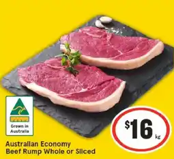 IGA Australlan economy beef rump whole or sliced offer