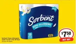 IGA Sorbent hypo-allergenic toilet tissue offer