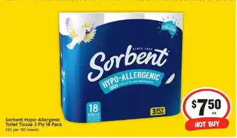IGA Sorbent hypo-allergenic toilet tissue offer