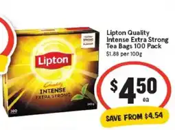 IGA Lipton quality intense extra strong tea bags offer