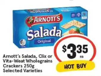 IGA Arnott's salada, clix or vita-weat wholegrains crackers offer
