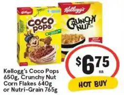 IGA Kellogg's coco pops, crunchy nut corn flakes or nutri-grain offer