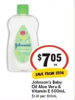 IGA johnson's baby oil aloe vera & vitamin e offer