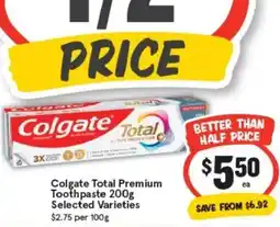 IGA Colgate total premium toothpaste offer