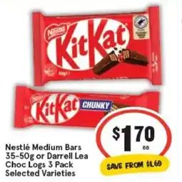 IGA Nestlé medium bars or darrell lea choc logs offer