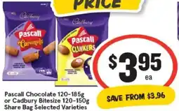 IGA Pascall Chocolate 120-185g or Cadbury Bitesize Share Bag offer