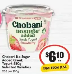 IGA Chobani no sugar added greek yogurt offer