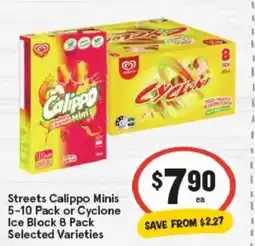 IGA Streets calippo minis or cyclone ice block offer