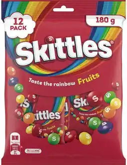 IGA Skittles Fruits Chewy Lollies Share Bag 12 Pack offer