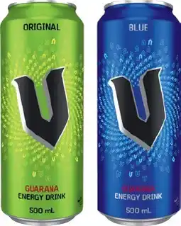 IGA V Energy Drink 500mL or V RiiSE Sparkling Energy Drink 330mL Selected Varieties offer