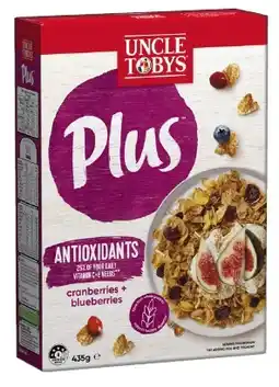 IGA Uncle Tobys Plus 410‑435g Selected Varieties offer