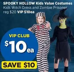 Spotlight Spooky hollow kids value costumes kids witch dress and zombie prisoner offer