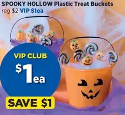 Spotlight Spooky hollow plastic treat buckets offer