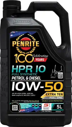 SuperCheap Auto Penrite HPR 10 10W-50 5L Engine Oil offer
