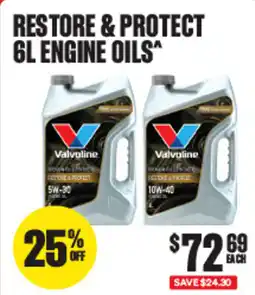 SuperCheap Auto Valvoline restore & protect engine oils offer