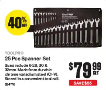 SuperCheap Auto Toolpro 25 pce spanner set offer