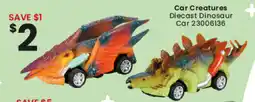 Toymate Car Creatures Diecast Dinosaur Car offer