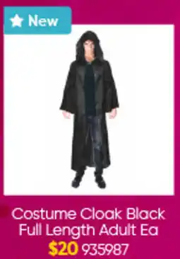 Lombard Costume Cloak Black Full Length Adult Ea offer
