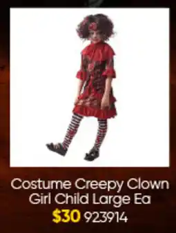 Lombard Costume Creepy Clown Girl Child Large Ea offer