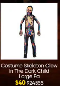 Lombard Costume Skeleton Glow in The Dark Child Large Ea offer