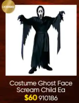 Lombard Costume Ghost Face Scream Child Ea offer