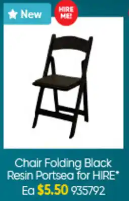 Lombard Chair Folding Black Resin Portsea for HIRE offer