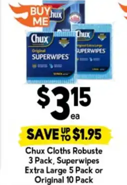 Drakes Chux cloths robuste, superwipes extra large or original offer