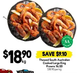 Drakes Thawed south australian cooked large king prawns offer