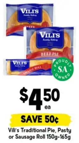 Drakes Vili's traditional pie, pasty or sausage roll offer