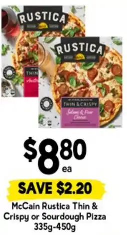 Drakes Mccain rustica thin & crispy or sourdough pizza offer