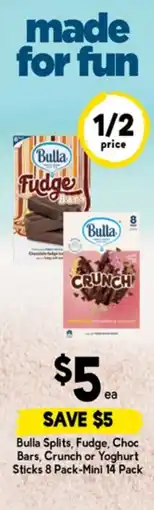 Drakes Bulla splits, fudge, choc bars, crunch or yoghurt offer