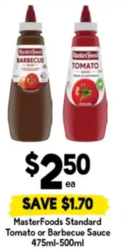 Drakes Masterfoods standard tomato or barbecue sauce offer