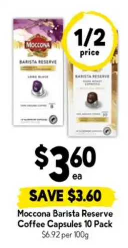 Drakes Moccona barista reserve coffee capsules offer