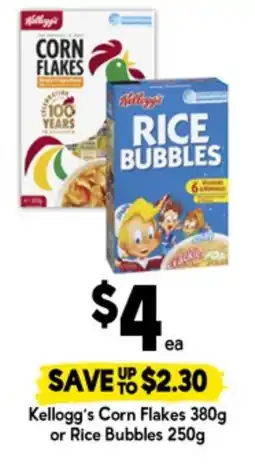 Drakes Kellogg's corn flakes or rice bubbles offer