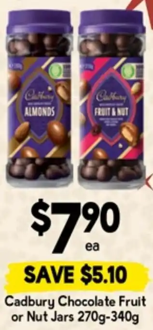 Drakes Cadbury Chocolate Fruit or Nut Jars offer