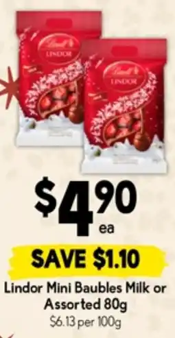 Drakes Lindor Mini Baubles Milk or Cadbury Marshmallow Assorted offer
