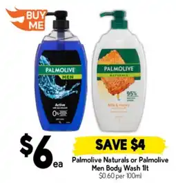Drakes Palmolive naturals or palmolive men body wash offer