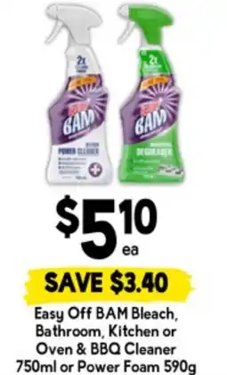 Drakes Easy off bam bleach, bathroom, kitchen or oven & bbq cleaner or power foam offer