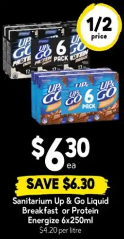 Drakes Sanitarium Up & Go Liquid Breakfast or Protein Energize offer