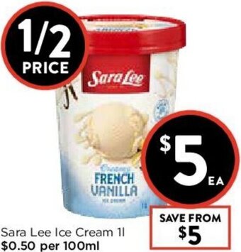 Foodworks Sara Lee Ice Cream 1L offer