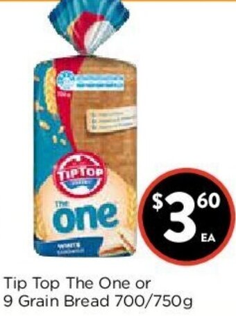 Foodworks Tip Top The One Or 9 Grain Bread 700/750g offer