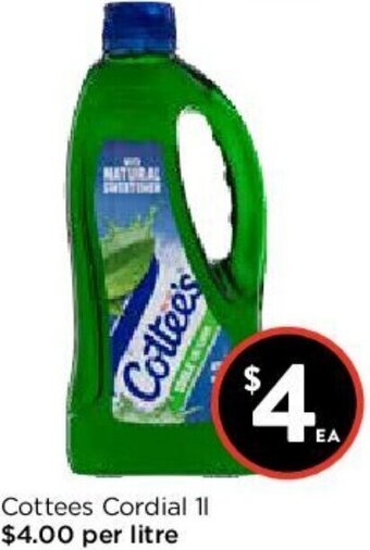 Foodworks Cottees Cordial 1L offer