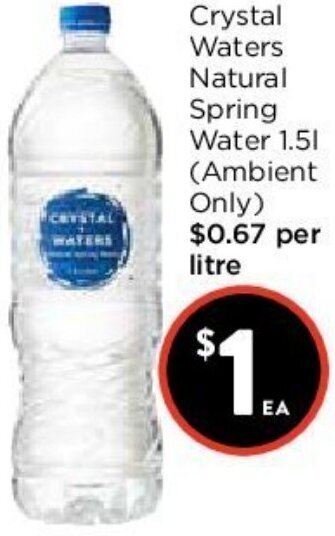 Foodworks Crystal Waters Natural Spring Water 1.5L offer