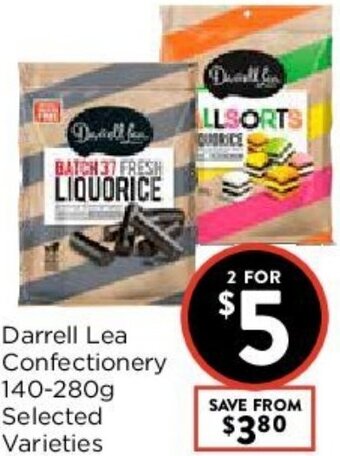 Foodworks Darrell Lea Confectionery 140-280g offer