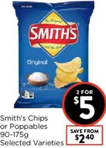 Foodworks Smith's Chips Or Poppables 90-175g offer