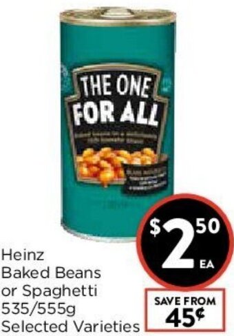 Foodworks Heinz Baked Beans Or Spaghetti 535/555g offer