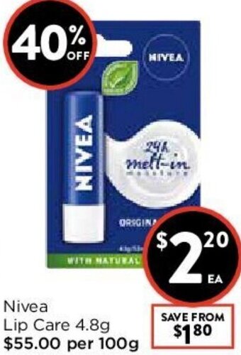 Foodworks Nivea Lip Care 4.8g offer